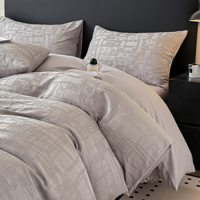 91家纺网 家纺一手货源 找家纺 雅萱家纺 2026新款60支提花全棉四件套 经典-浅灰