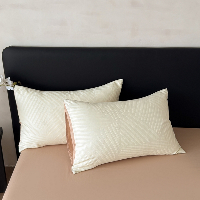 91家纺网 家纺一手货源 找家纺 雅萱家纺 2026新款60支提花全棉四件套 条纹-白玉