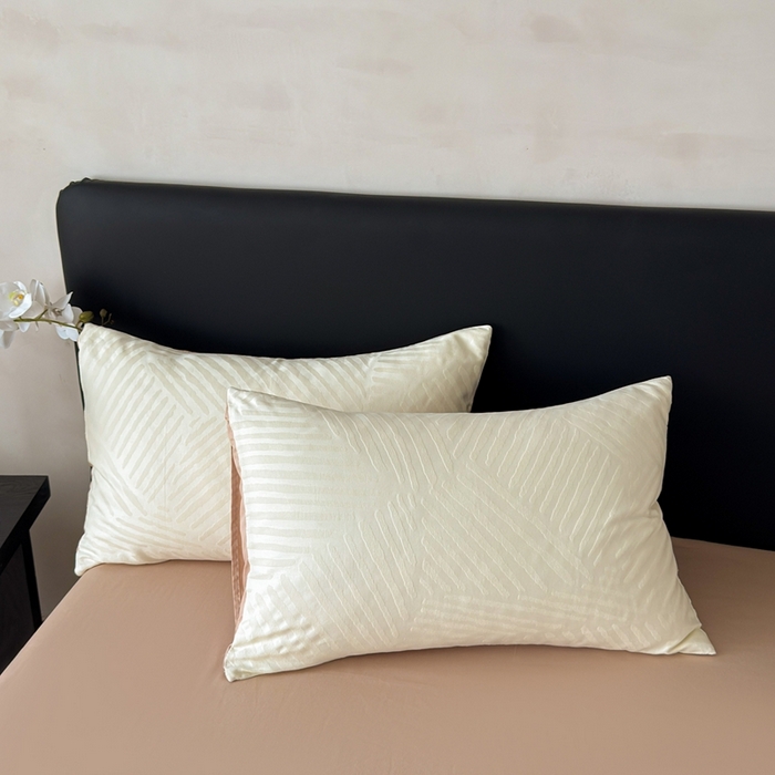 91家纺网 家纺一手货源 找家纺 雅萱家纺 2026新款60支提花全棉四件套 条纹-白玉