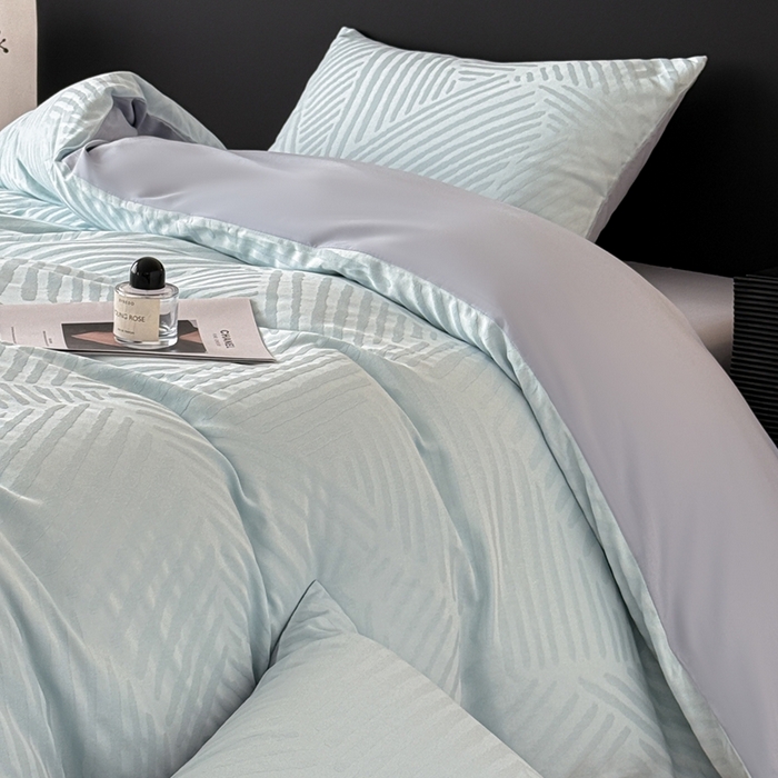 91家纺网 家纺一手货源 找家纺 雅萱家纺 2026新款60支提花全棉四件套 条纹-碧水