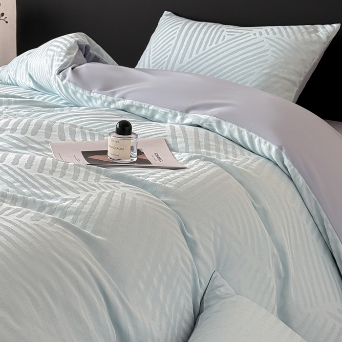 91家纺网 家纺一手货源 找家纺 雅萱家纺 2026新款60支提花全棉四件套 条纹-碧水