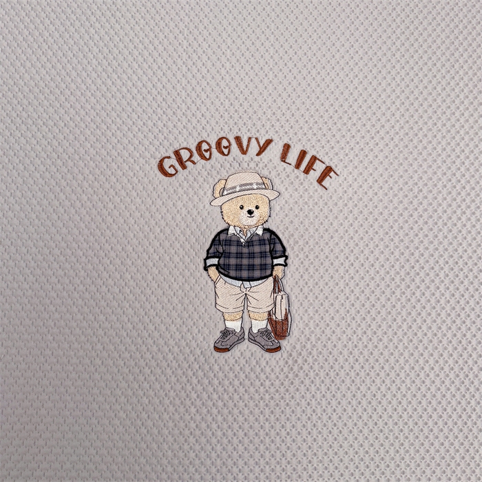 91家纺网 家纺一手货源 找家纺 喜居 2026新款PE凉感小熊刺绣平席席子凉席 PE凉感刺绣平席-Mr. Bear-灰