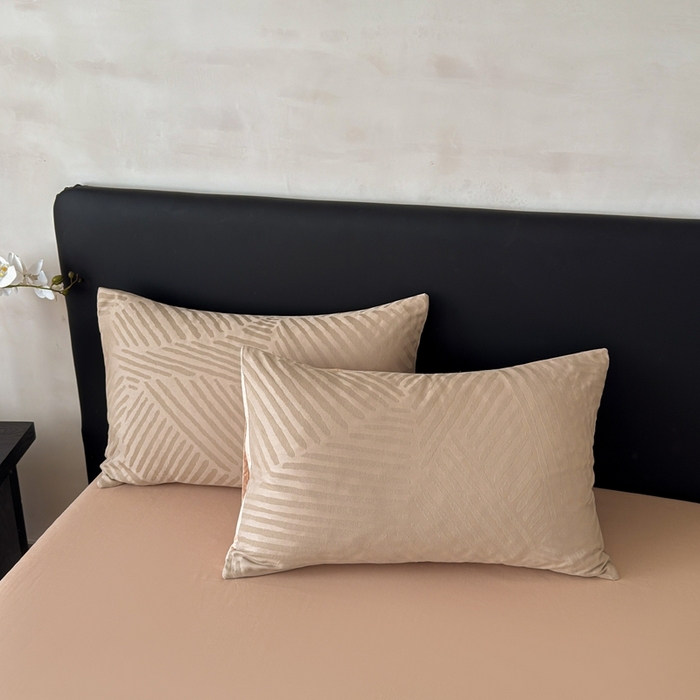 91家纺网 家纺一手货源 找家纺 雅萱家纺 2026新款60支提花全棉四件套 条纹-卡其