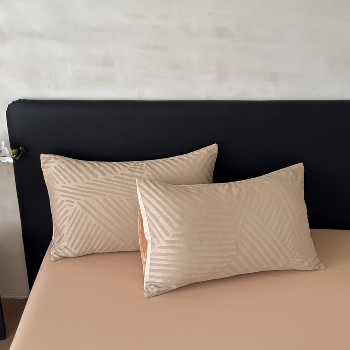 91家纺网 家纺一手货源 找家纺 雅萱家纺 2026新款60支提花全棉四件套 条纹-卡其