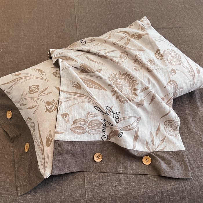 圣比熊 2026新款A类原麻纽扣枕套宿舍单只枕芯套枕头套一对装枕芯内胆套 向阳花开
