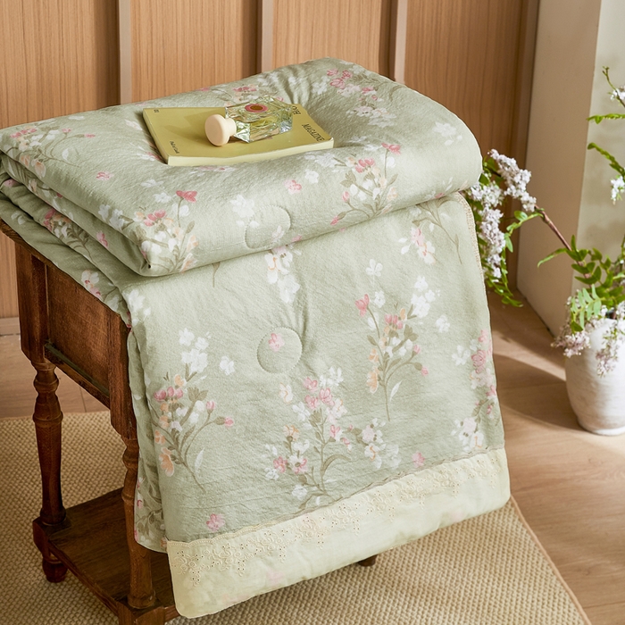 91家纺网 家纺一手货源 找家纺 （总）圣比熊 2026新款A类夏天原麻全棉蕾丝花边加厚夏被宿舍双人床仿亚麻被子被芯