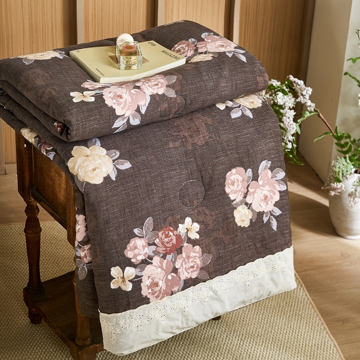 91家纺网 家纺一手货源 找家纺 （总）圣比熊 2026新款A类夏天原麻全棉蕾丝花边加厚夏被宿舍双人床仿亚麻被子被芯