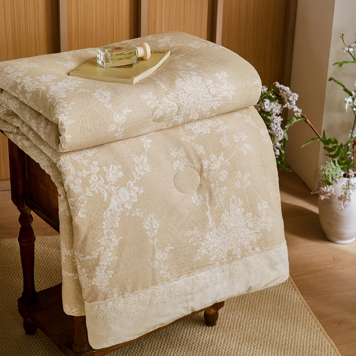 91家纺网 家纺一手货源 找家纺 （总）圣比熊 2026新款A类夏天原麻全棉蕾丝花边加厚夏被宿舍双人床仿亚麻被子被芯