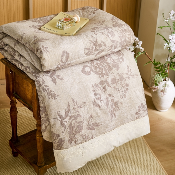 91家纺网 家纺一手货源 找家纺 （总）圣比熊 2026新款A类夏天原麻全棉蕾丝花边加厚夏被宿舍双人床仿亚麻被子被芯