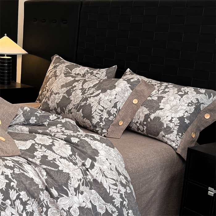 91家纺网 家纺一手货源 找家纺 梦舒羽 2026新款A类原麻纽扣枕套宿舍单只枕芯套枕头套一对装枕芯内胆套 浮绘花影-白