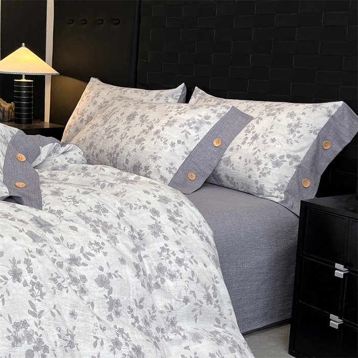 91家纺网 家纺一手货源 找家纺 梦舒羽 2026新款A类原麻纽扣枕套宿舍单只枕芯套枕头套一对装枕芯内胆套 花之舞