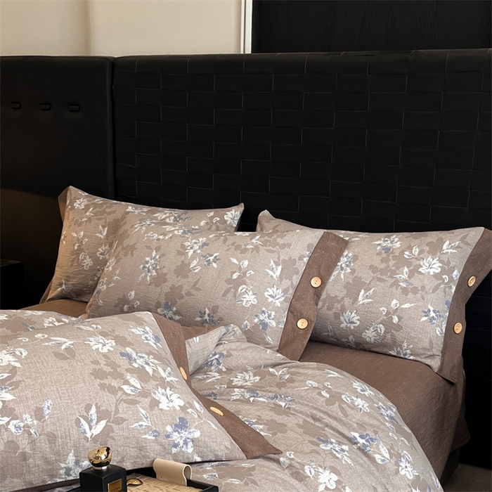 91家纺网 家纺一手货源 找家纺 梦舒羽 2026新款A类原麻纽扣枕套宿舍单只枕芯套枕头套一对装枕芯内胆套 漫步花丛-蓝