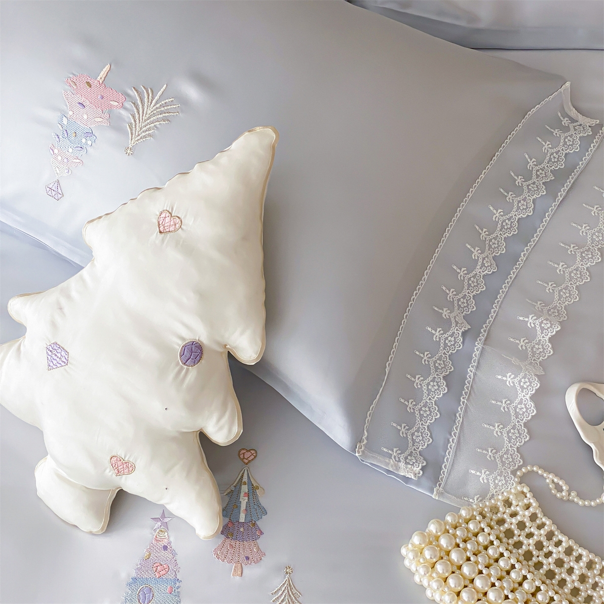 91家纺网 家纺一手货源 找家纺 （总）树下 2026新款60S天丝刺绣花边四件套-安松