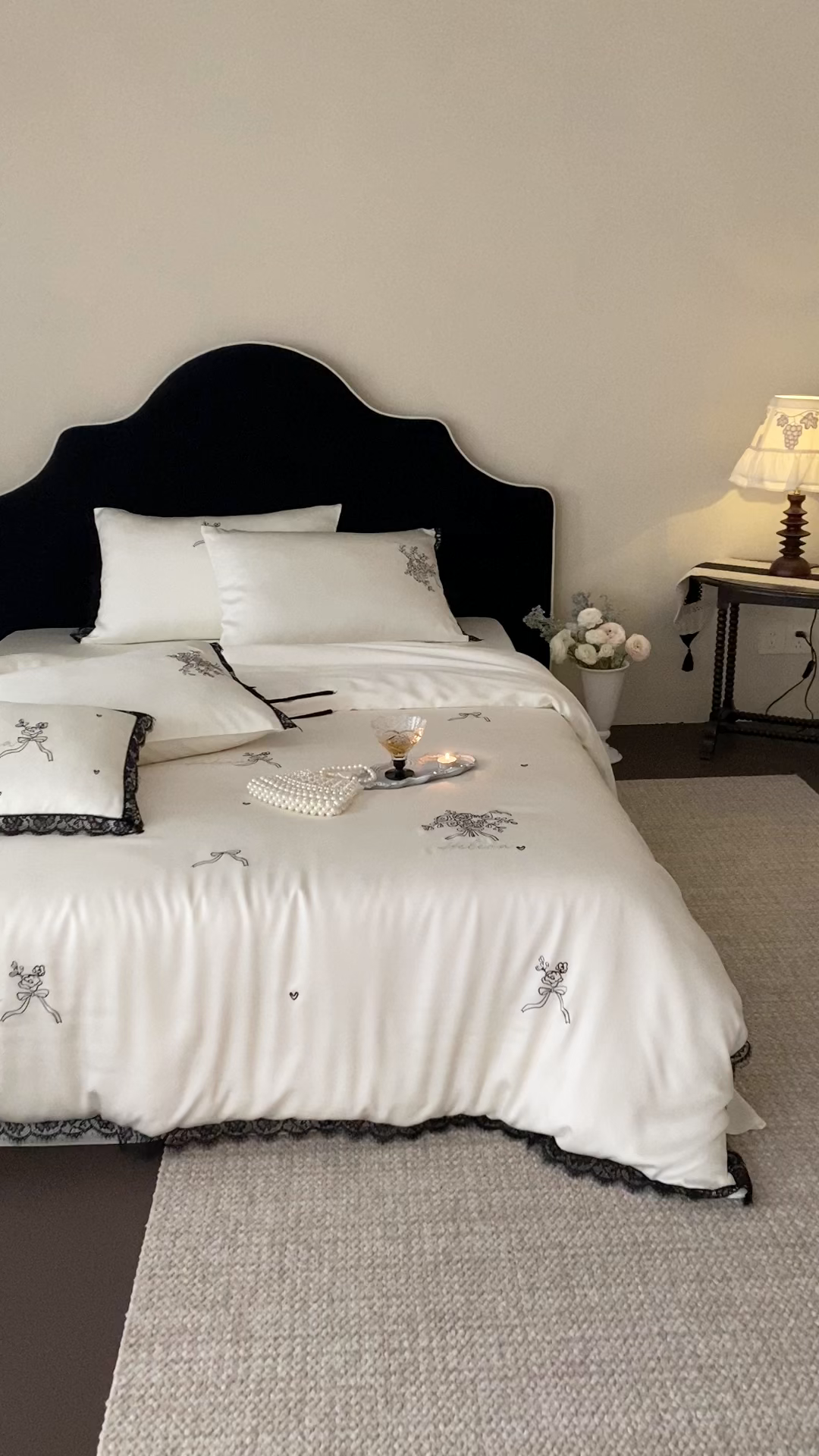 91家纺网 家纺一手货源 找家纺 （总）树下 2026新款60S天丝刺绣花边四件套-疏影