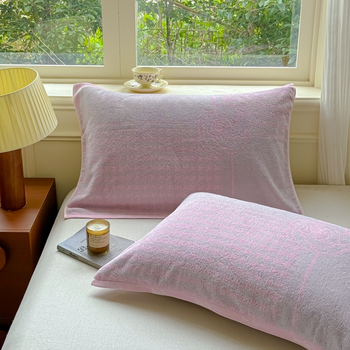 乐家毛巾被（工厂自产自销） 2026新款A类全棉纯棉色织提花抗菌毛圈枕巾 暗香