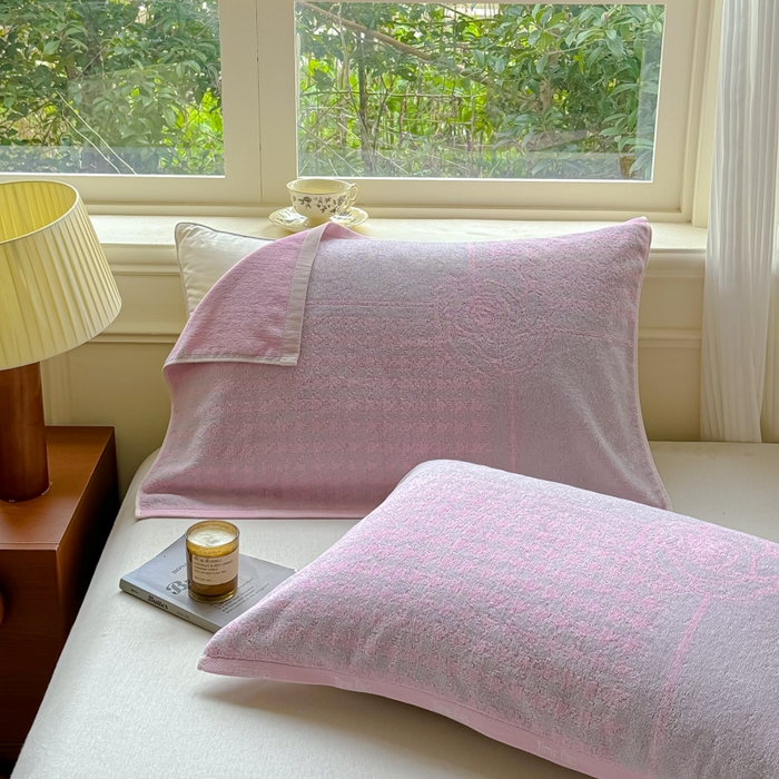 91家纺网 家纺一手货源 找家纺 乐家毛巾被（工厂自产自销） 2026新款A类全棉纯棉色织提花抗菌毛圈枕巾 暗香