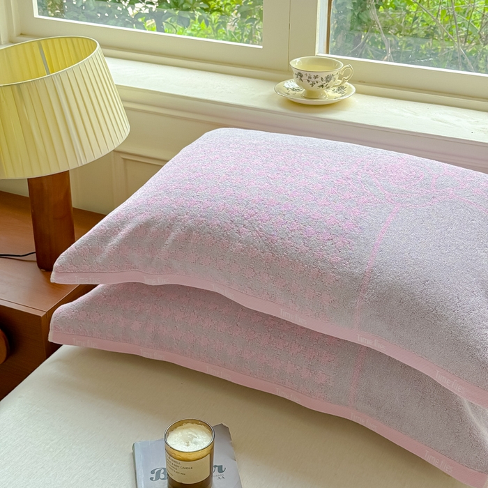 91家纺网 家纺一手货源 找家纺 乐家毛巾被（工厂自产自销） 2026新款A类全棉纯棉色织提花抗菌毛圈枕巾 暗香