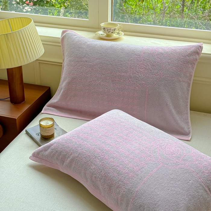 91家纺网 家纺一手货源 找家纺 乐家毛巾被（工厂自产自销） 2026新款A类全棉纯棉色织提花抗菌毛圈枕巾 暗香