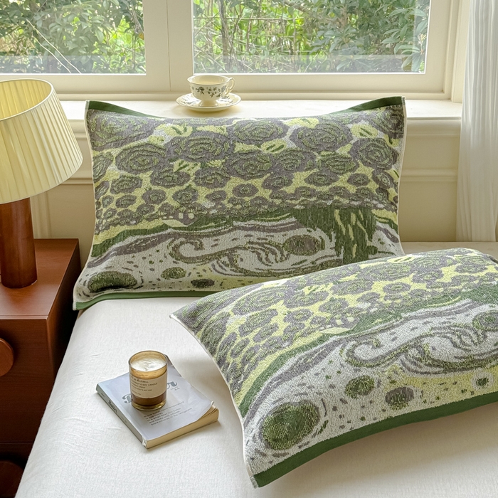 乐家毛巾被（工厂自产自销） 2026新款A类全棉纯棉色织提花抗菌毛圈枕巾 暗影浮动