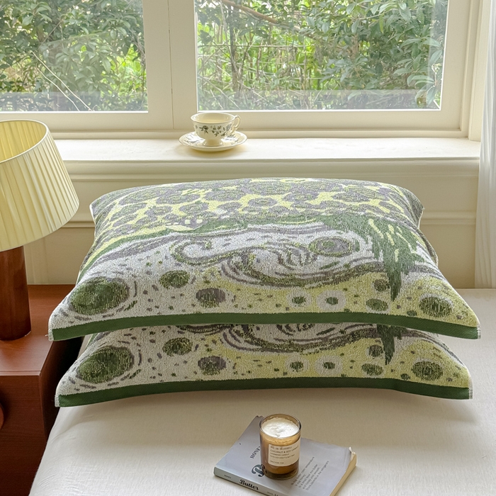 91家纺网 家纺一手货源 找家纺 乐家毛巾被（工厂自产自销） 2026新款A类全棉纯棉色织提花抗菌毛圈枕巾 暗影浮动