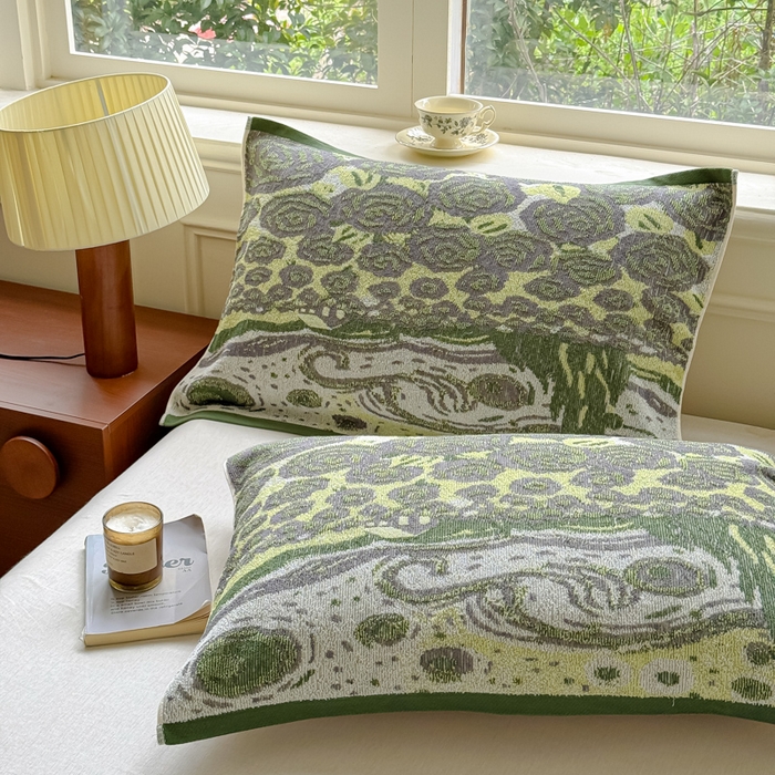 91家纺网 家纺一手货源 找家纺 乐家毛巾被（工厂自产自销） 2026新款A类全棉纯棉色织提花抗菌毛圈枕巾 暗影浮动