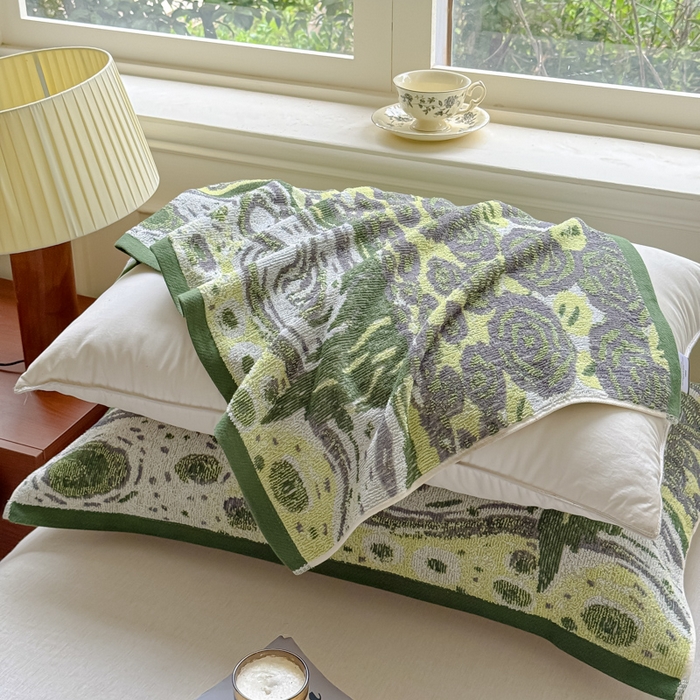 91家纺网 家纺一手货源 找家纺 乐家毛巾被（工厂自产自销） 2026新款A类全棉纯棉色织提花抗菌毛圈枕巾 暗影浮动