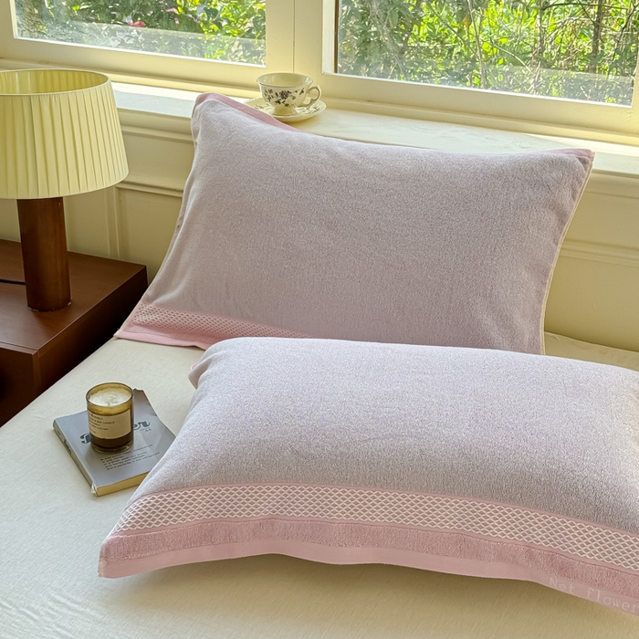 乐家毛巾被（工厂自产自销） 2026新款A类全棉纯棉色织提花抗菌毛圈枕巾 斑斓紫