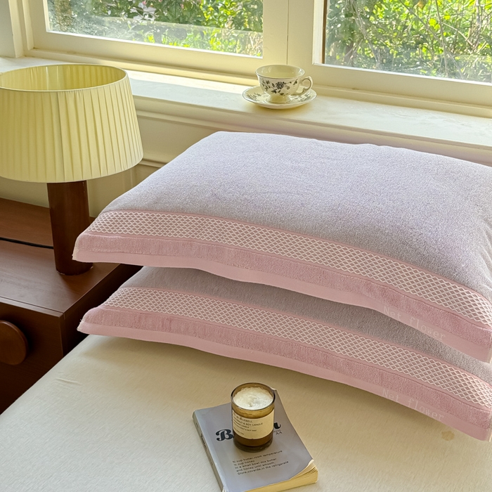 91家纺网 家纺一手货源 找家纺 乐家毛巾被（工厂自产自销） 2026新款A类全棉纯棉色织提花抗菌毛圈枕巾 斑斓紫