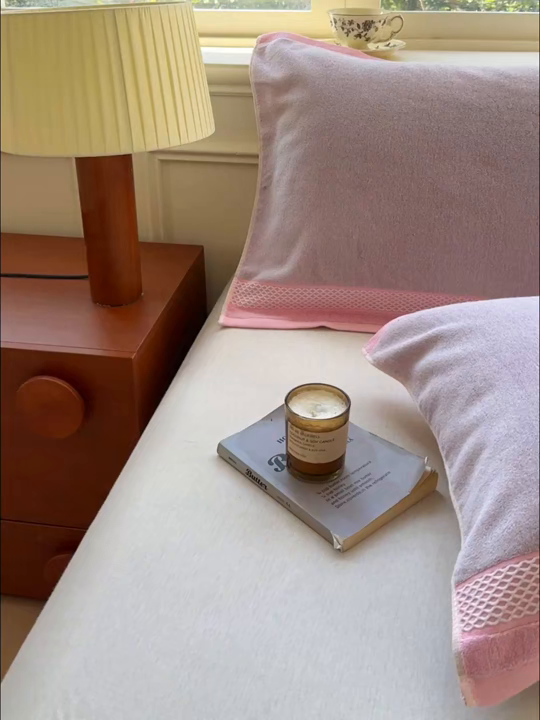 91家纺网 家纺一手货源 找家纺 乐家毛巾被（工厂自产自销） 2026新款A类全棉纯棉色织提花抗菌毛圈枕巾 斑斓紫