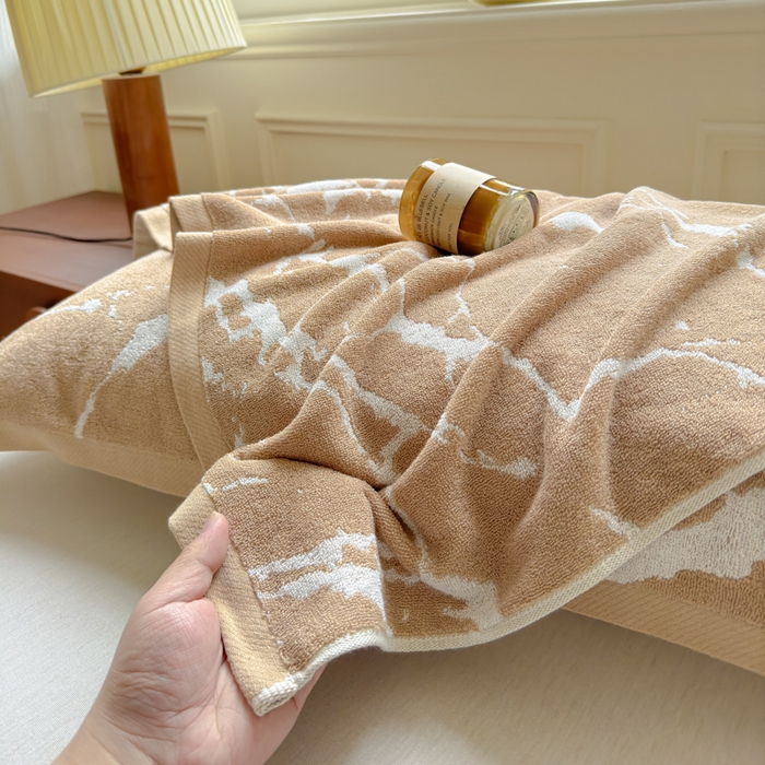 91家纺网 家纺一手货源 找家纺 乐家毛巾被（工厂自产自销） 2026新款A类全棉纯棉色织提花抗菌毛圈枕巾 斑斓棕
