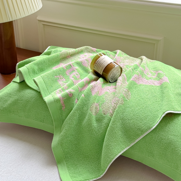 91家纺网 家纺一手货源 找家纺 乐家毛巾被（工厂自产自销） 2026新款A类全棉纯棉色织提花抗菌毛圈枕巾 蝶影