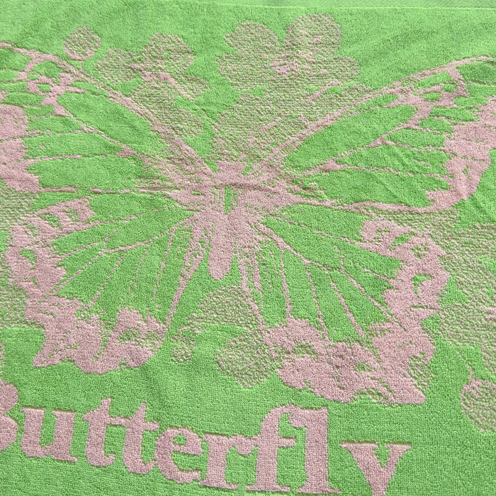 91家纺网 家纺一手货源 找家纺 乐家毛巾被（工厂自产自销） 2026新款A类全棉纯棉色织提花抗菌毛圈枕巾 蝶影