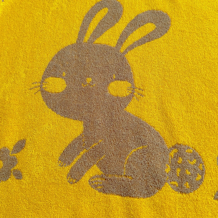 91家纺网 家纺一手货源 找家纺 乐家毛巾被（工厂自产自销） 2026新款A类全棉纯棉色织提花抗菌毛圈枕巾 黄底小兔