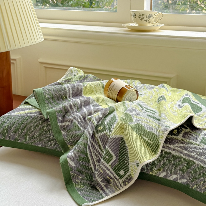 91家纺网 家纺一手货源 找家纺 乐家毛巾被（工厂自产自销） 2026新款A类全棉纯棉色织提花抗菌毛圈枕巾 梦中小镇