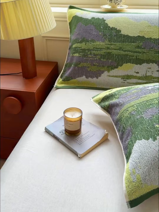 91家纺网 家纺一手货源 找家纺 乐家毛巾被（工厂自产自销） 2026新款A类全棉纯棉色织提花抗菌毛圈枕巾 山水