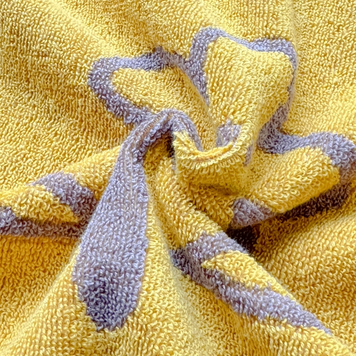 91家纺网 家纺一手货源 找家纺 乐家毛巾被（工厂自产自销） 2026新款A类全棉纯棉色织提花抗菌毛圈枕巾 五瓣花黄
