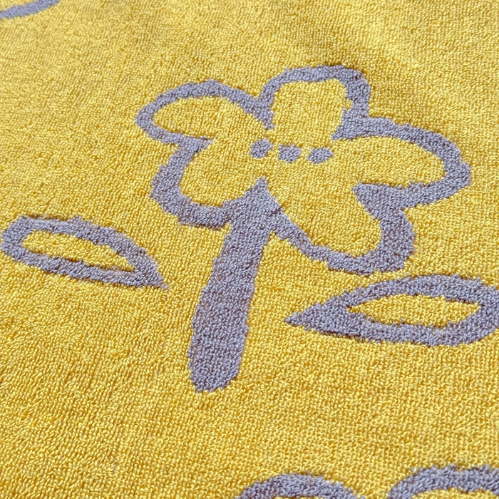 91家纺网 家纺一手货源 找家纺 乐家毛巾被（工厂自产自销） 2026新款A类全棉纯棉色织提花抗菌毛圈枕巾 五瓣花黄