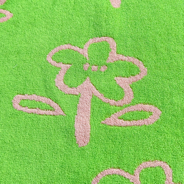 91家纺网 家纺一手货源 找家纺 乐家毛巾被（工厂自产自销） 2026新款A类全棉纯棉色织提花抗菌毛圈枕巾 五瓣花绿