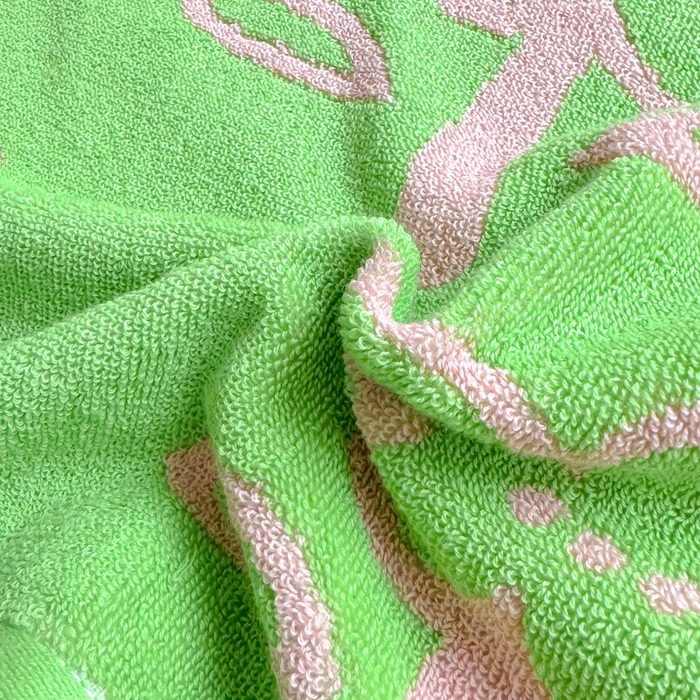 91家纺网 家纺一手货源 找家纺 乐家毛巾被（工厂自产自销） 2026新款A类全棉纯棉色织提花抗菌毛圈枕巾 五瓣花绿