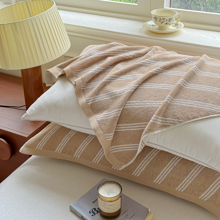91家纺网 家纺一手货源 找家纺 乐家毛巾被（工厂自产自销） 2026新款A类全棉纯棉色织提花抗菌毛圈枕巾 斜纹棕
