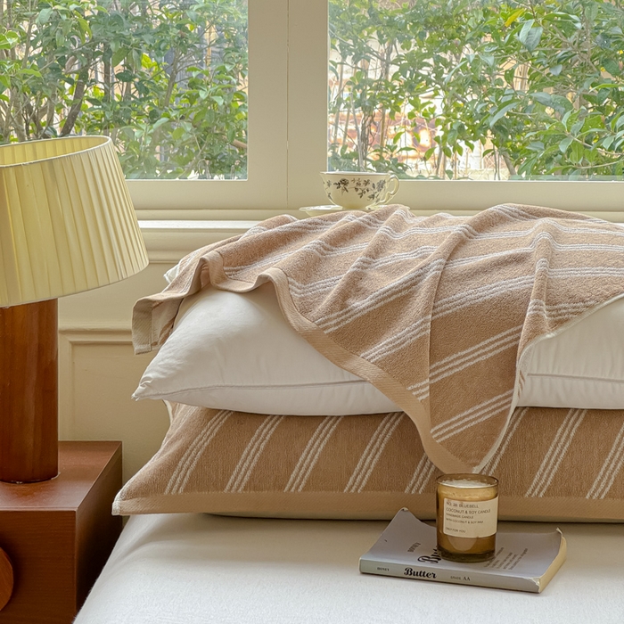 91家纺网 家纺一手货源 找家纺 乐家毛巾被（工厂自产自销） 2026新款A类全棉纯棉色织提花抗菌毛圈枕巾 斜纹棕