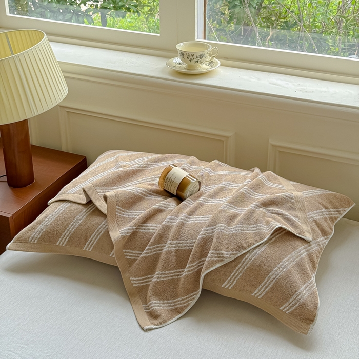 91家纺网 家纺一手货源 找家纺 乐家毛巾被（工厂自产自销） 2026新款A类全棉纯棉色织提花抗菌毛圈枕巾 斜纹棕