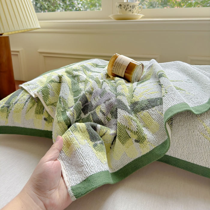 91家纺网 家纺一手货源 找家纺 乐家毛巾被（工厂自产自销） 2026新款A类全棉纯棉色织提花抗菌毛圈枕巾 竹影