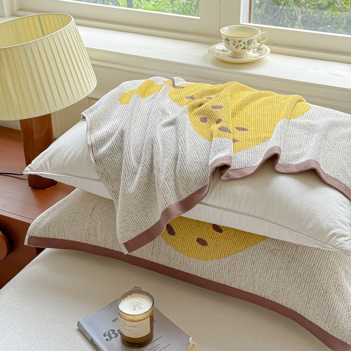 91家纺网 家纺一手货源 找家纺 乐家毛巾被（工厂自产自销） 2026新款A类全棉纯棉色织提花抗菌毛圈枕巾 棕边鸭梨