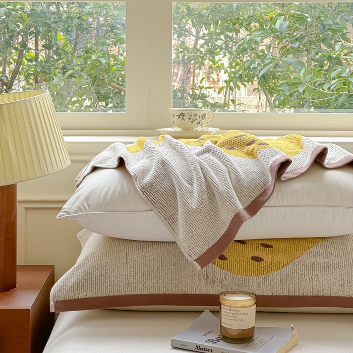 91家纺网 家纺一手货源 找家纺 乐家毛巾被（工厂自产自销） 2026新款A类全棉纯棉色织提花抗菌毛圈枕巾 棕边鸭梨