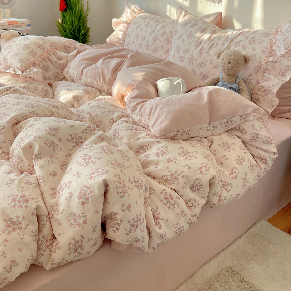 91家纺网 家纺一手货源 找家纺 （总）栩裕纺织 2026新款A类云朵锦花边四件套