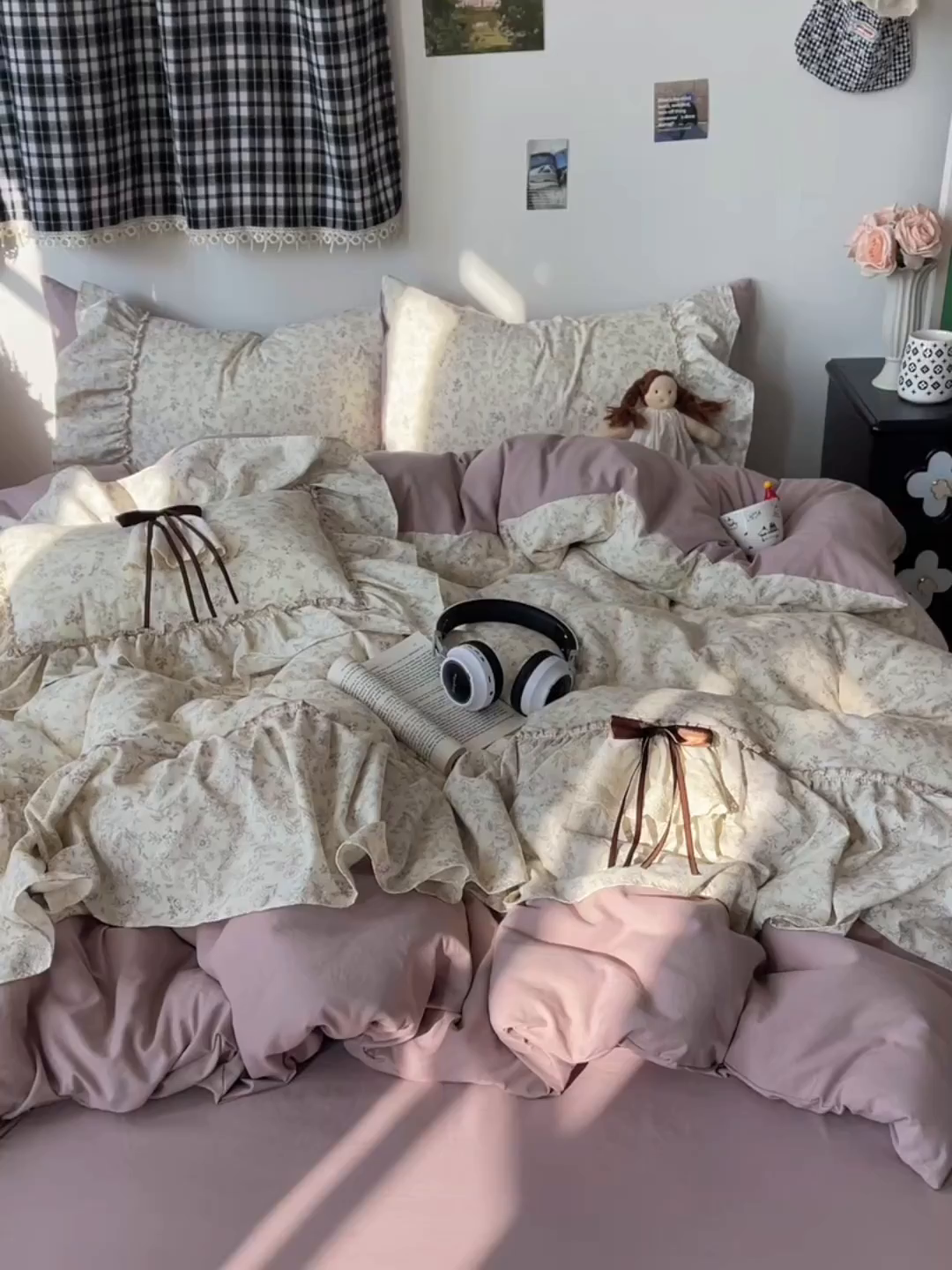 91家纺网 家纺一手货源 找家纺 栩裕纺织 2026新款A类云朵锦花边四件套 满天星-豆沙