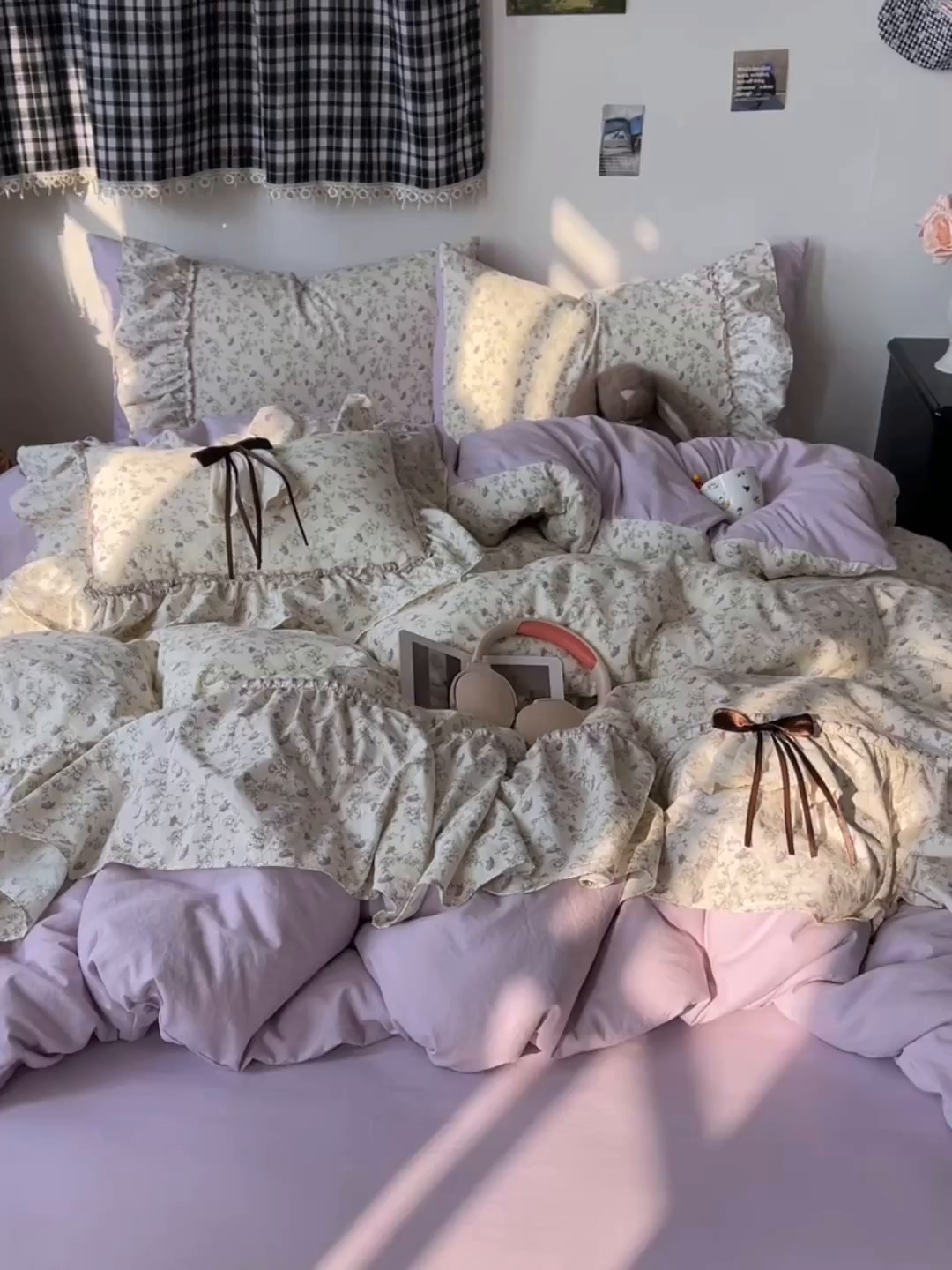 91家纺网 家纺一手货源 找家纺 栩裕纺织 2026新款A类云朵锦花边四件套 满天星-浅紫