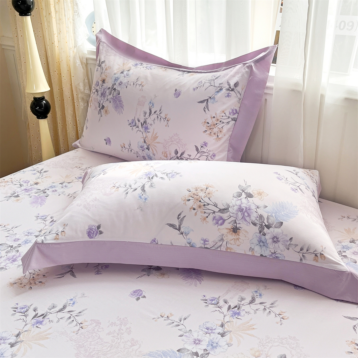 91家纺网 家纺一手货源 找家纺 （总）慕木家纺 2026新款A类纯色印花慕丝棉床笠系列（抽空压缩可供跨境）（提供买家秀）