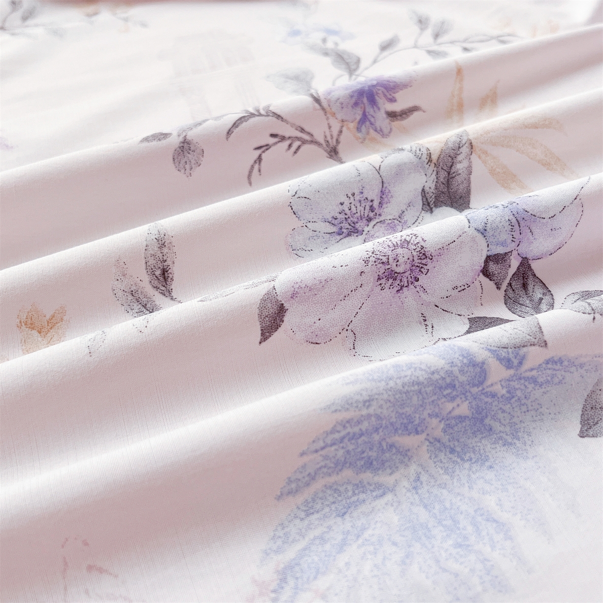 91家纺网 家纺一手货源 找家纺 （总）慕木家纺 2026新款A类纯色印花慕丝棉床笠系列（抽空压缩可供跨境）（提供买家秀）